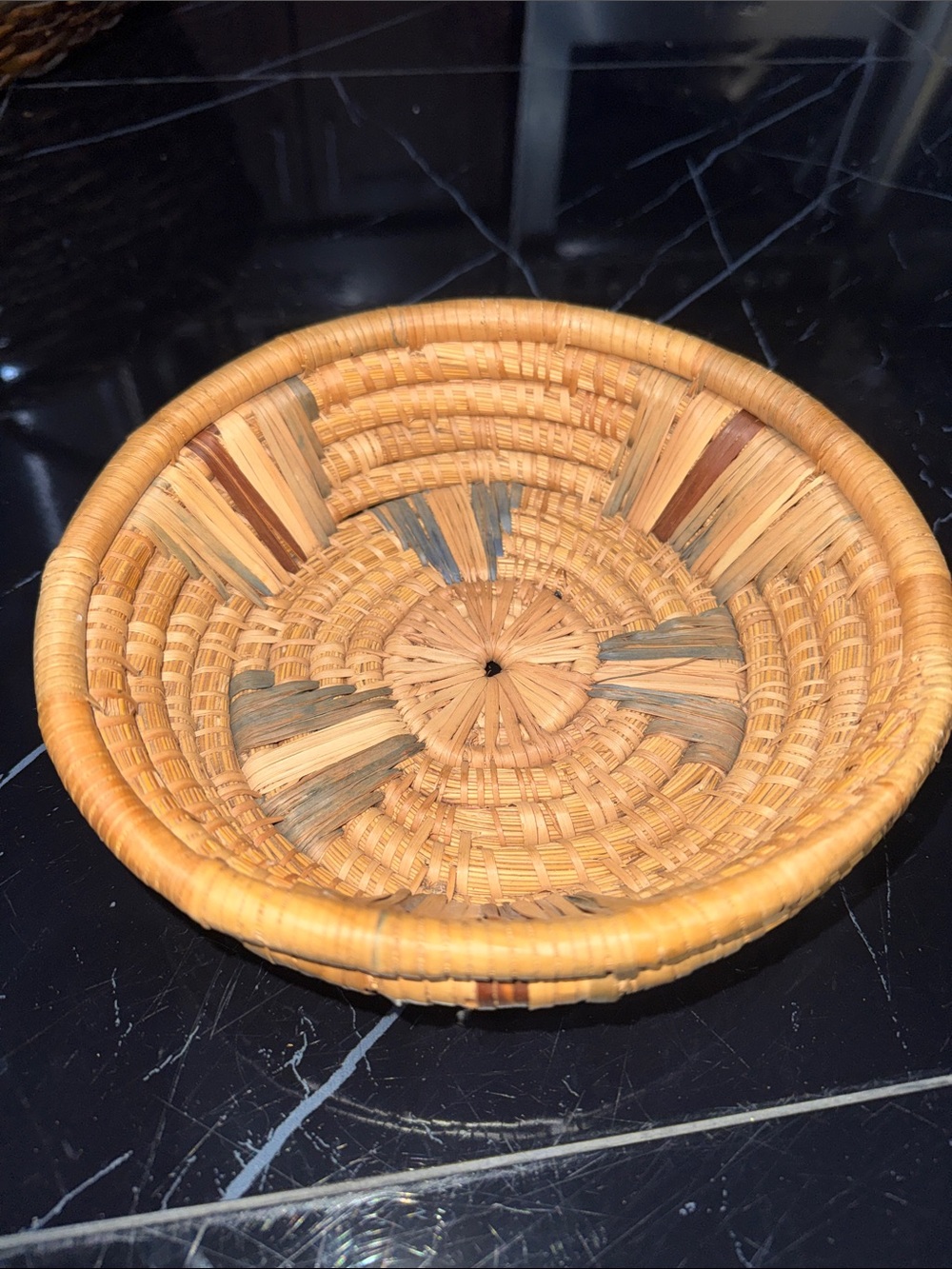 Handwoven Native Style Woven Basket - Natural & Accents